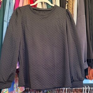 SHEIN Black Quilted Long Sleeve Top